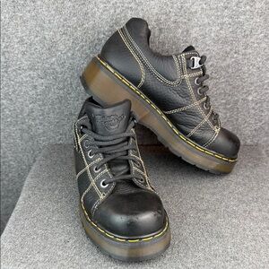 Vintage Y2K Dr. Martens Black Leather Derby Chunky Platform Shoes Size 8